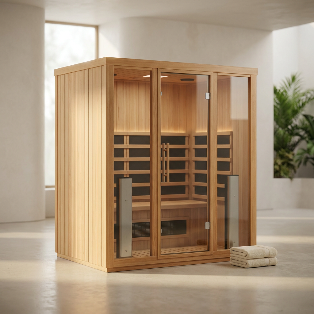 NovaTherm DualVista Infrared Sauna Cabin — Studio Shot